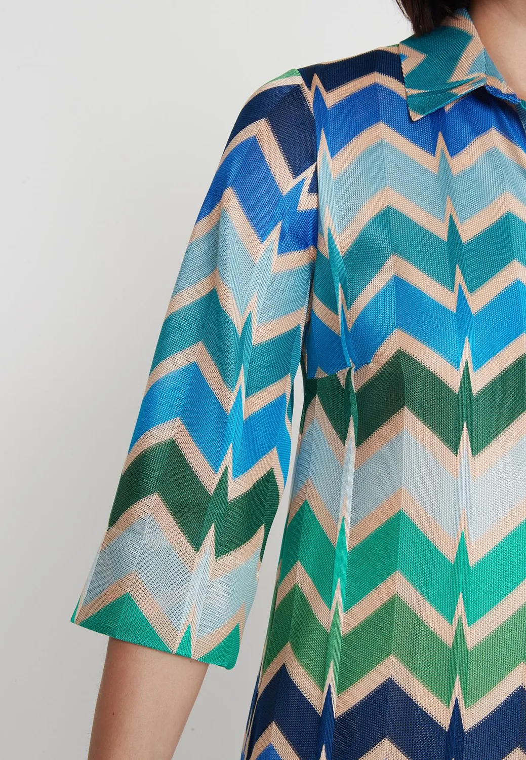 Ana Alcazar Pocana chemisier midi zigzag verde blu