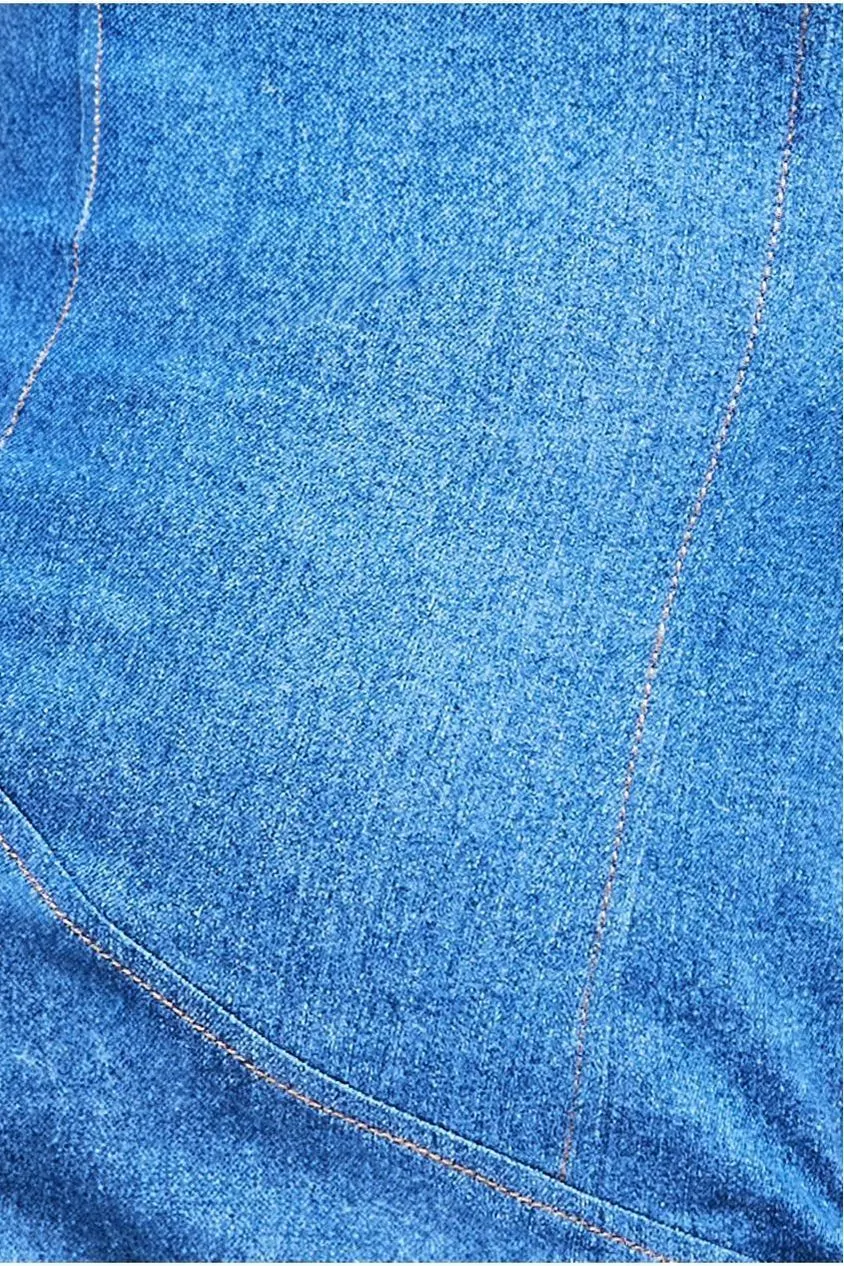 Goddiva Asymmetric Frill abito maxi denim blu