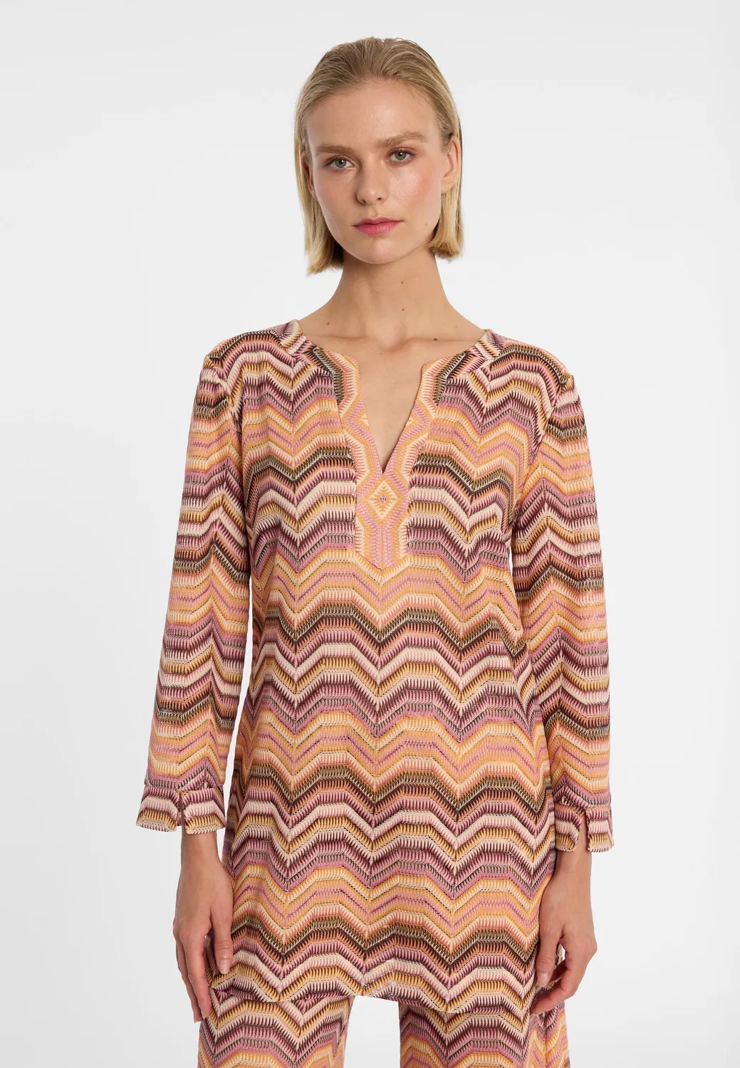 Ana Alcazar Dunya top tunica maglia rosa arancio