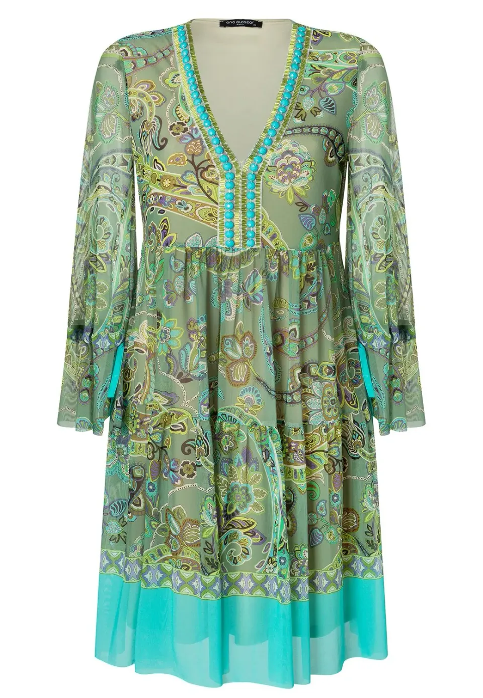 Ana Alcazar Zikone abito paisley verde volant