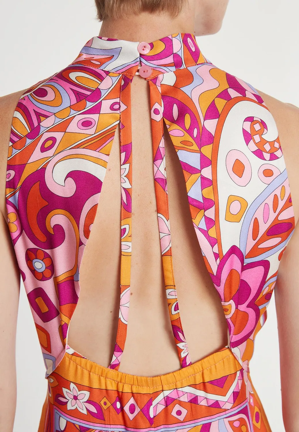 Ana Alcazar Laromy abito maxi fantasia rosa