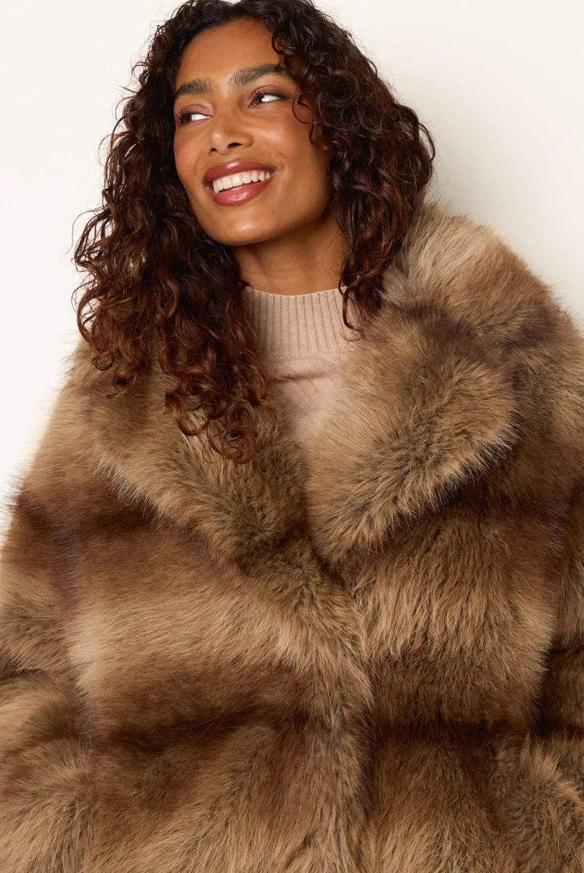 Blue Vanilla giacca cappotto pelliccia corta mocha S/M