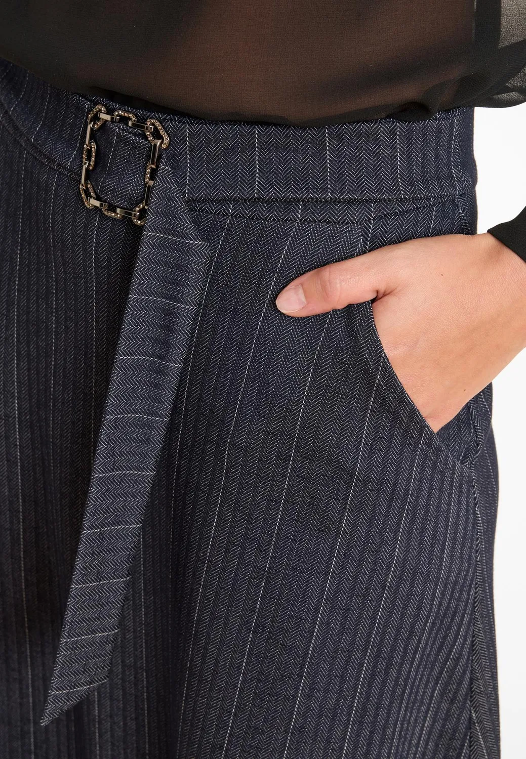 Ana Alcazar Aposi gonna midi denim gessata
