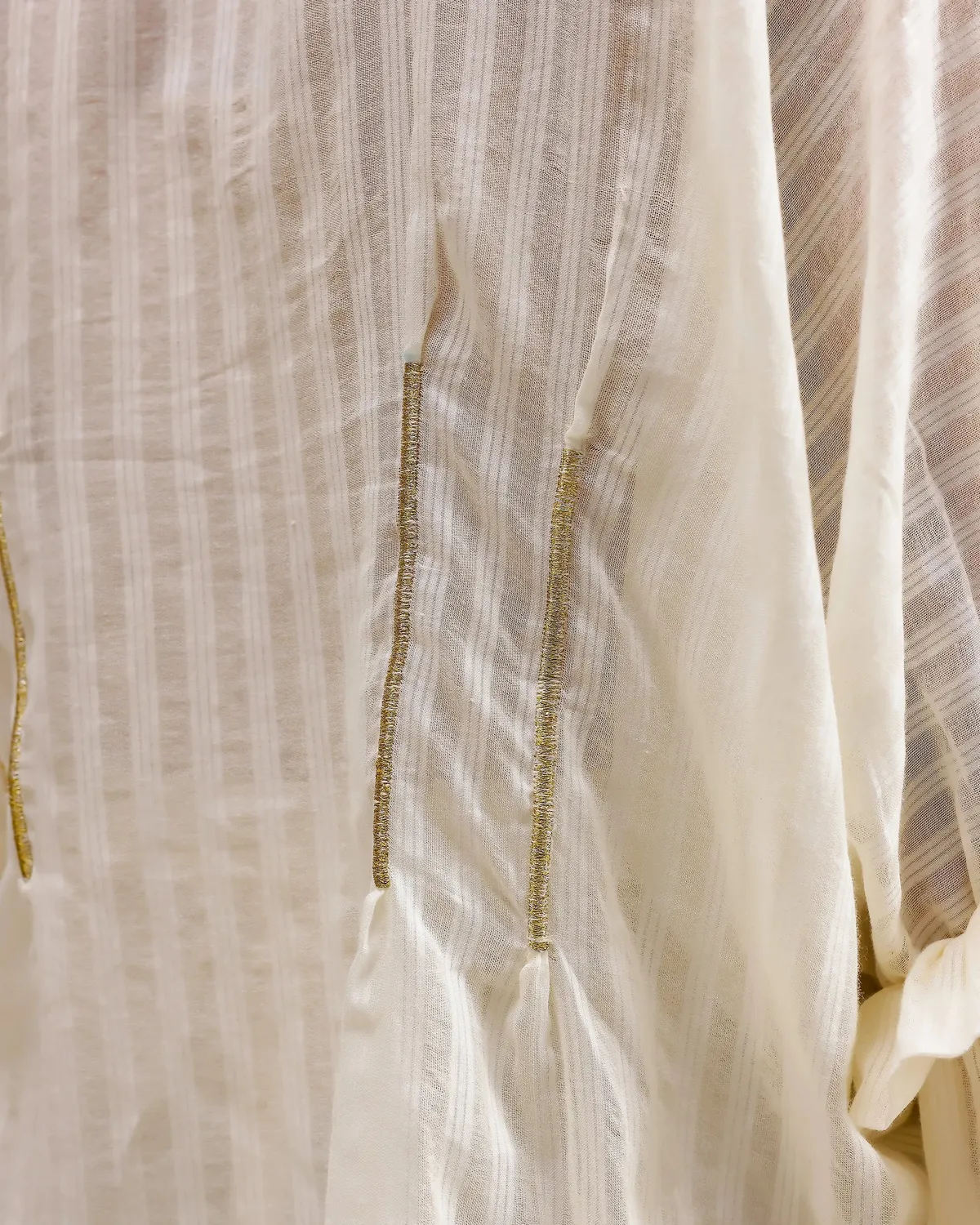 Our Dve Saanjh Silent Stripe top beige cotone