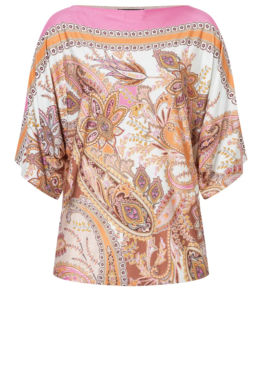 Ana Alcazar Duara Top Paisley Beige Manica Pipistrello