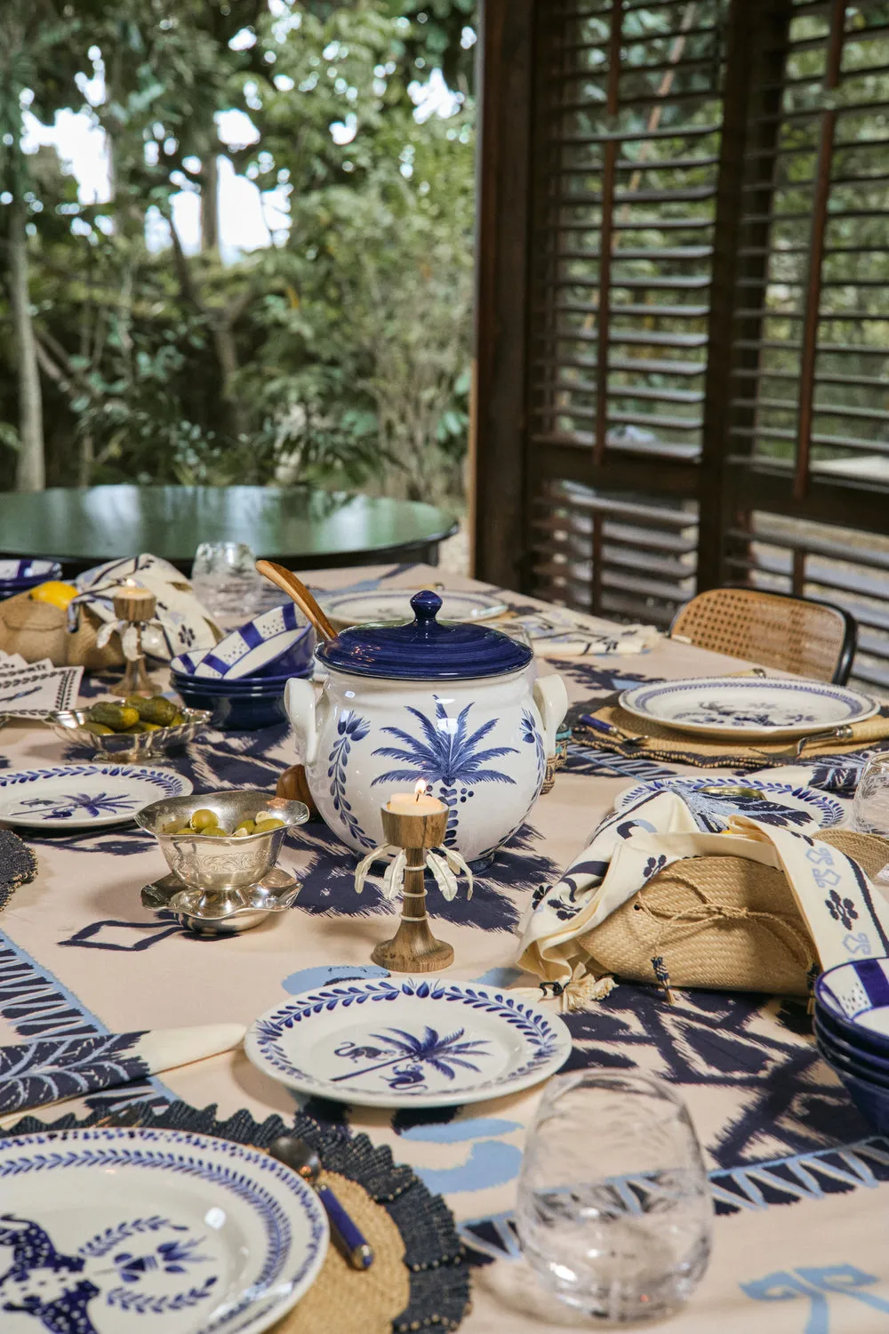 Johanna Ortiz Ikat Amazónico tovaglia cotone blu