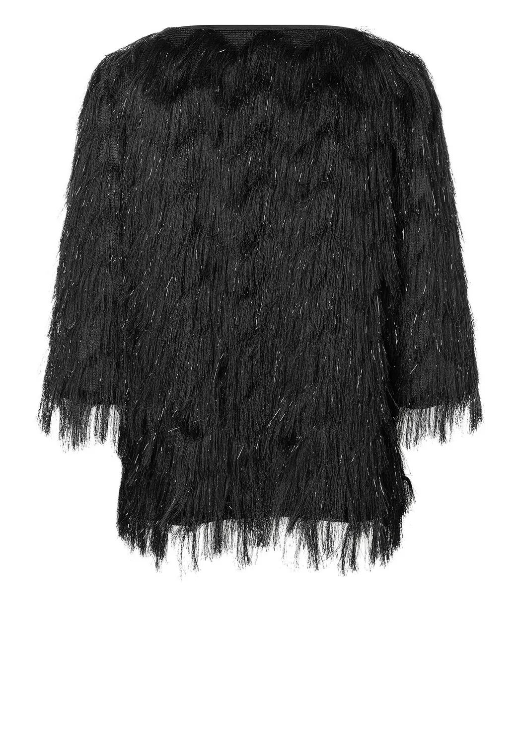 Ana Alcazar Macea Top Nero con Frange Zigzag