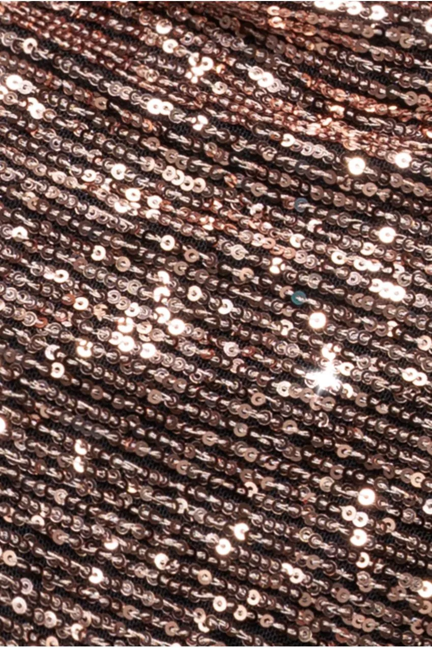 Goddiva Sequin Cowl Neck abito midi champagne paillettes
