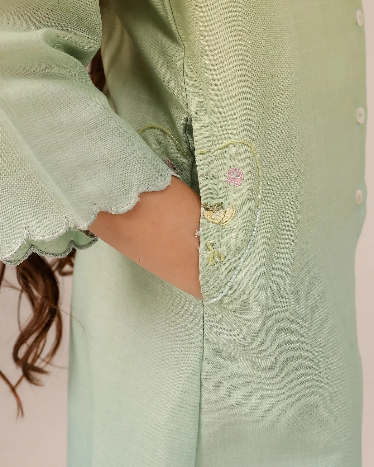 Our Dve Tropical Sorbet Seafoam abito bimba verde blu lino
