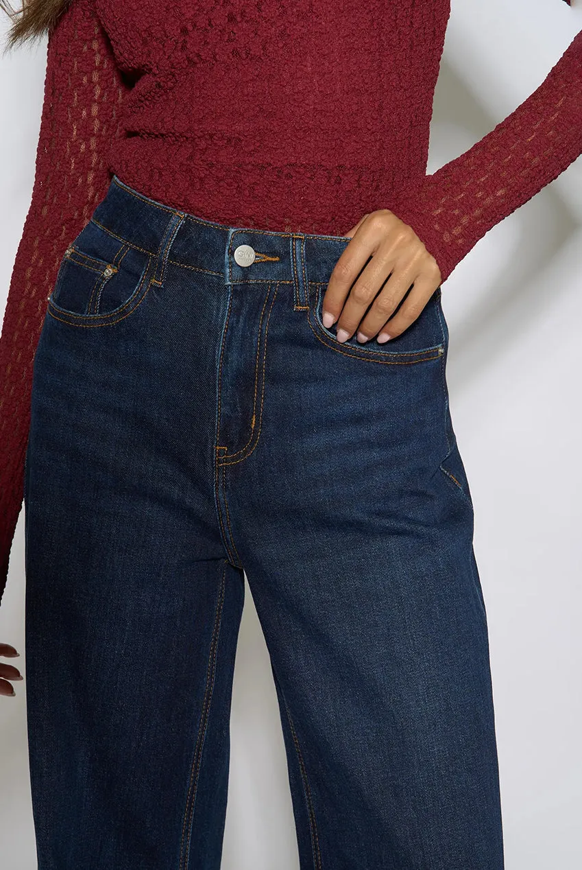 Gini London Wide Leg jeans indaco vita media