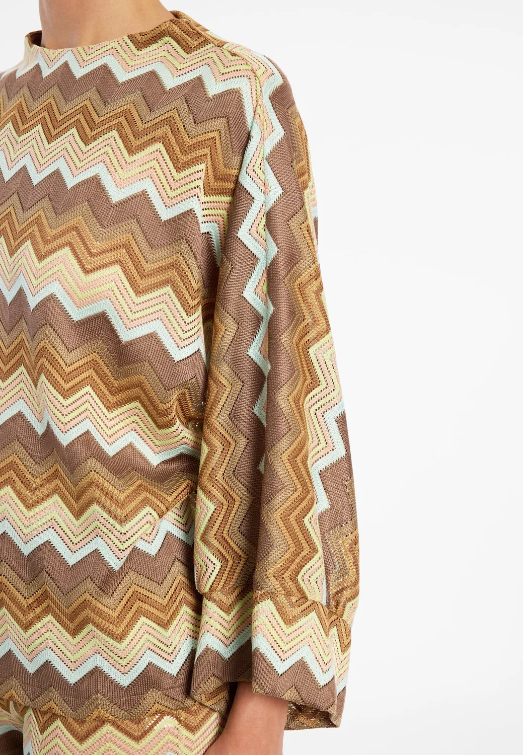 Ana Alcazar Duora top maglia zigzag maniche palloncino