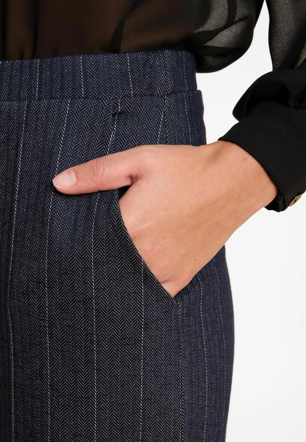 Ana Alcazar Apeli pantaloni lunghi blu gessato elegante