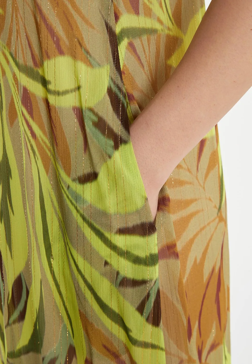 Ana Alcazar Zapara abito midi verde fantasia lurex