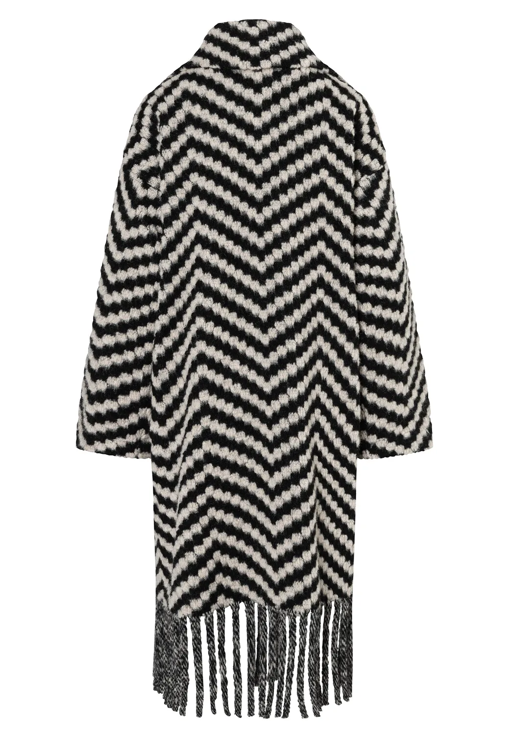 Ana Alcazar Enara cappotto lana frange zigzag