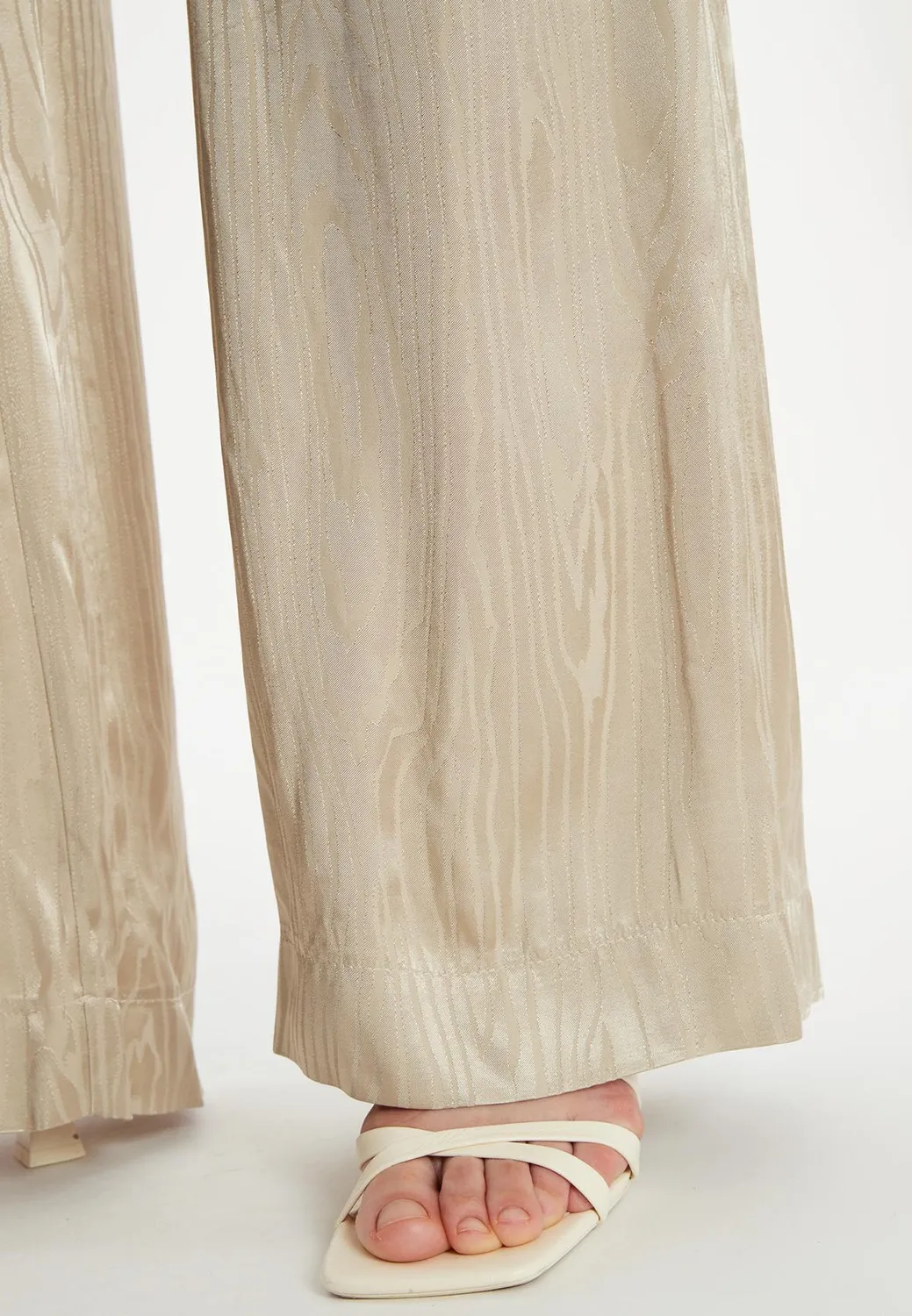 Ana Alcazar Zarosi pantaloni larghi raso oro