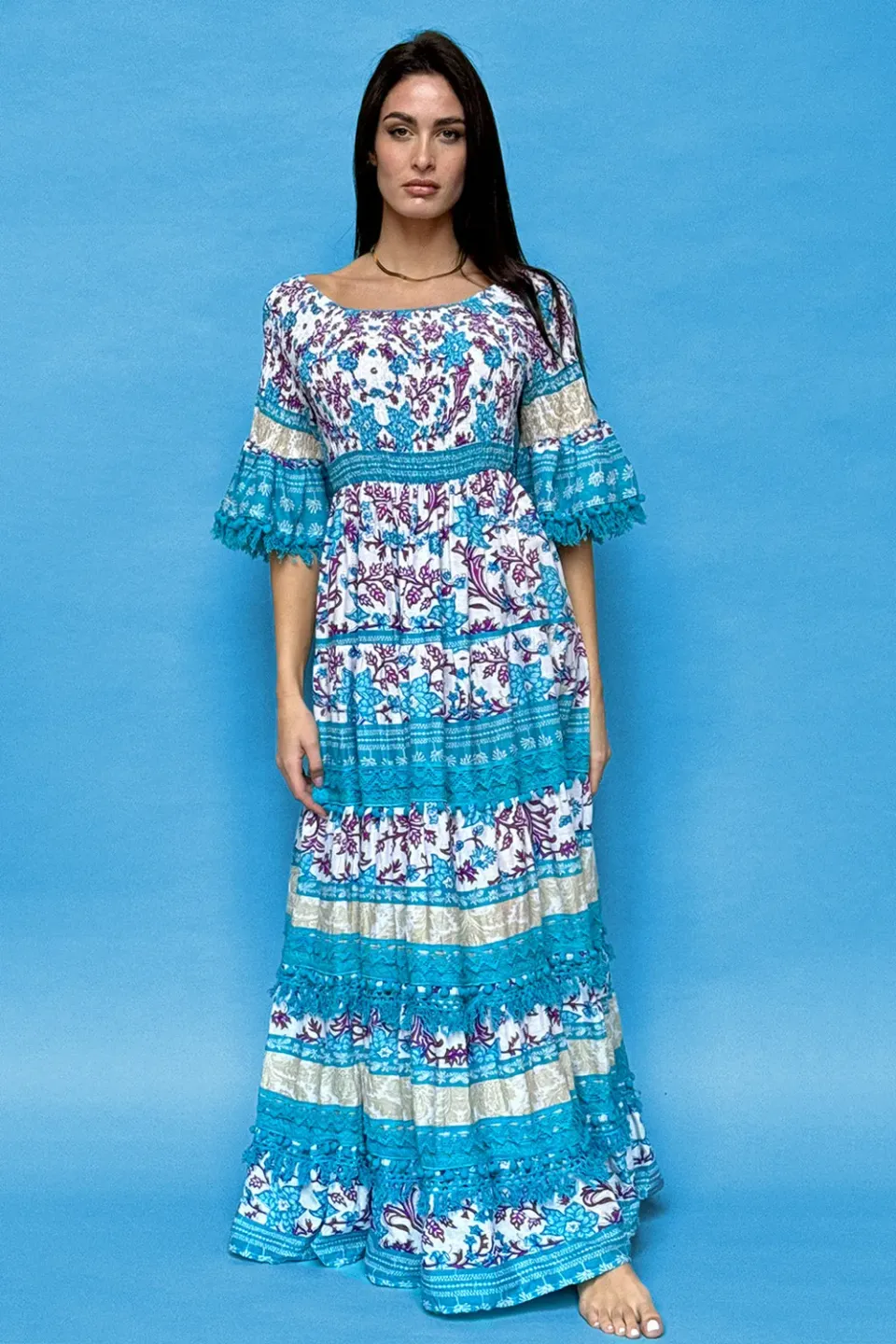 Antica Sartoria DV670 abito lungo donna spalle scoperte