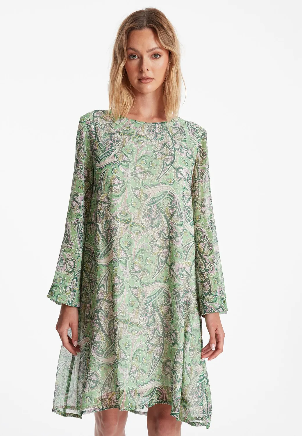 Ana Alcazar Zesana abito tunica verde paisley