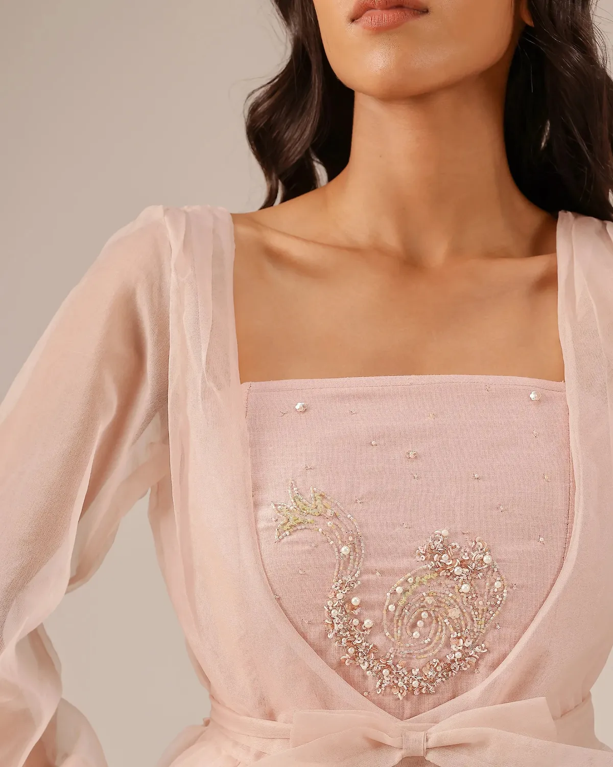 Our Dve Flora giacca organza rosa