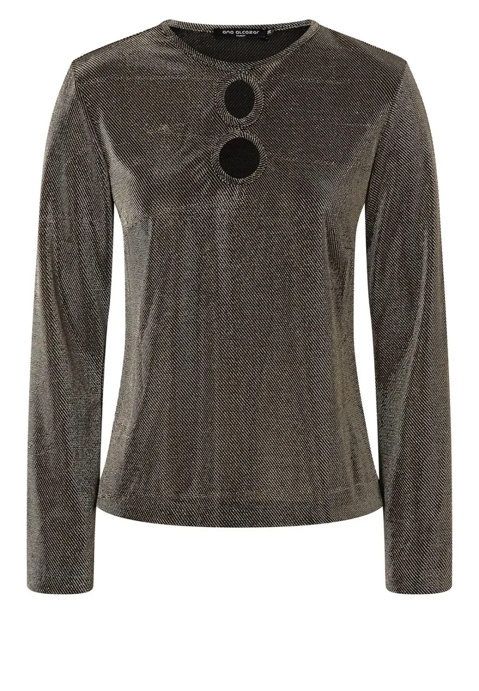Ana Alcazar Ikoly top lurex maniche lunghe ritagli