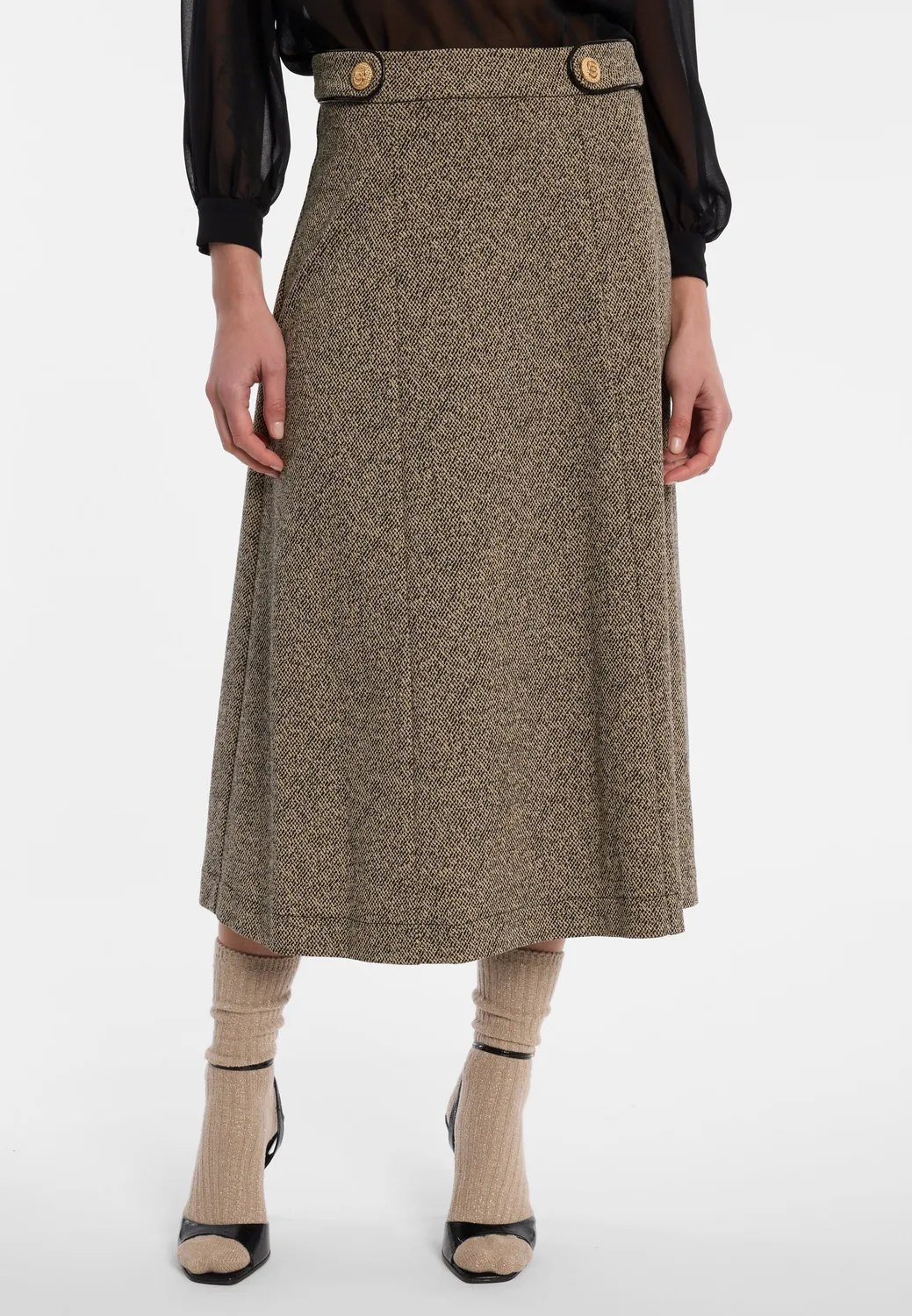 Ana Alcazar Efilaris gonna midi tweed svasata