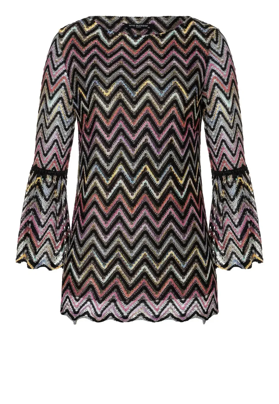 Ana Alcazar Zekori top maglia nero con balze