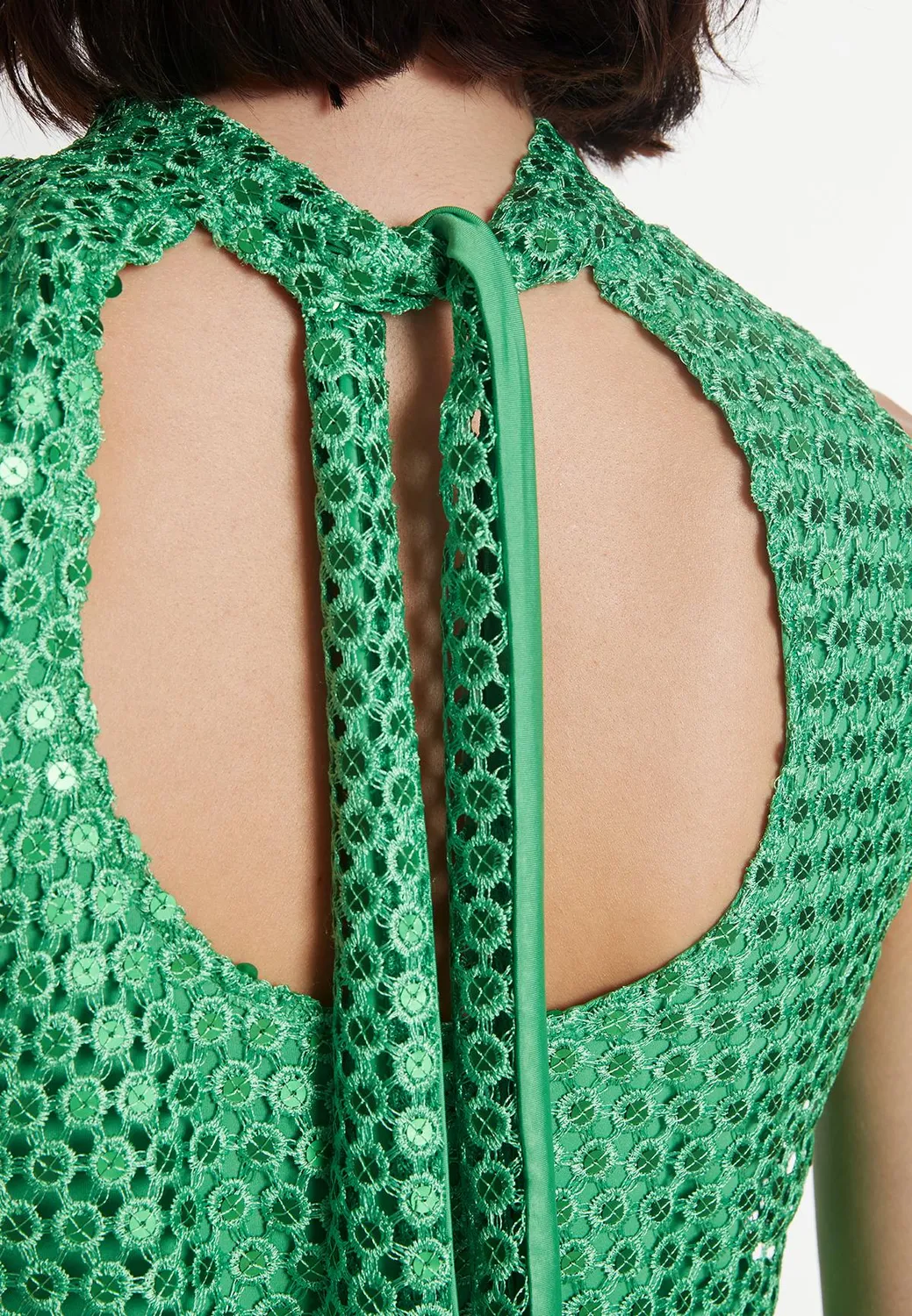 Ana Alcazar Pacira top paillettes verde senza maniche