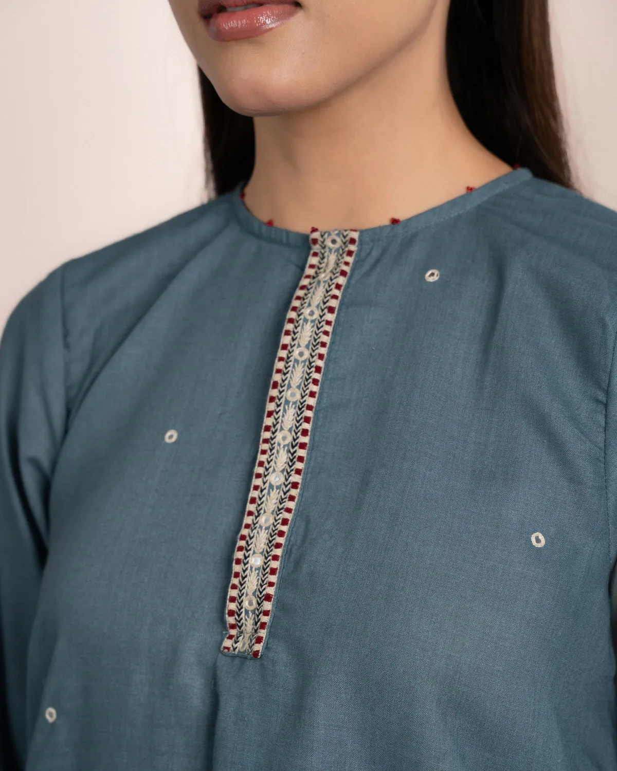 Our Dve Luna Top Normandy Blue Modal Orlo Asimmetrico