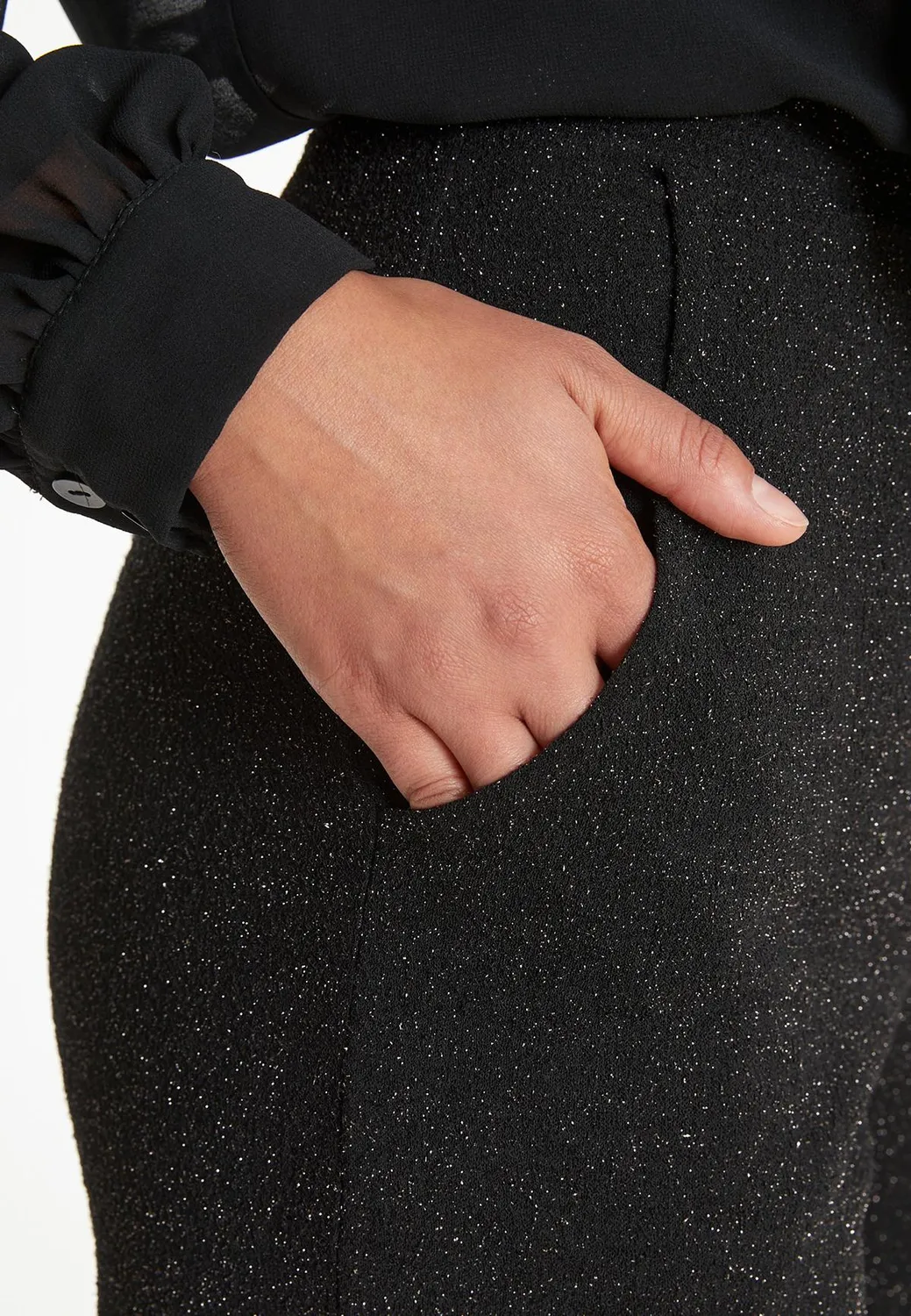 Ana Alcazar Taryla pantaloni neri lurex gamba larga
