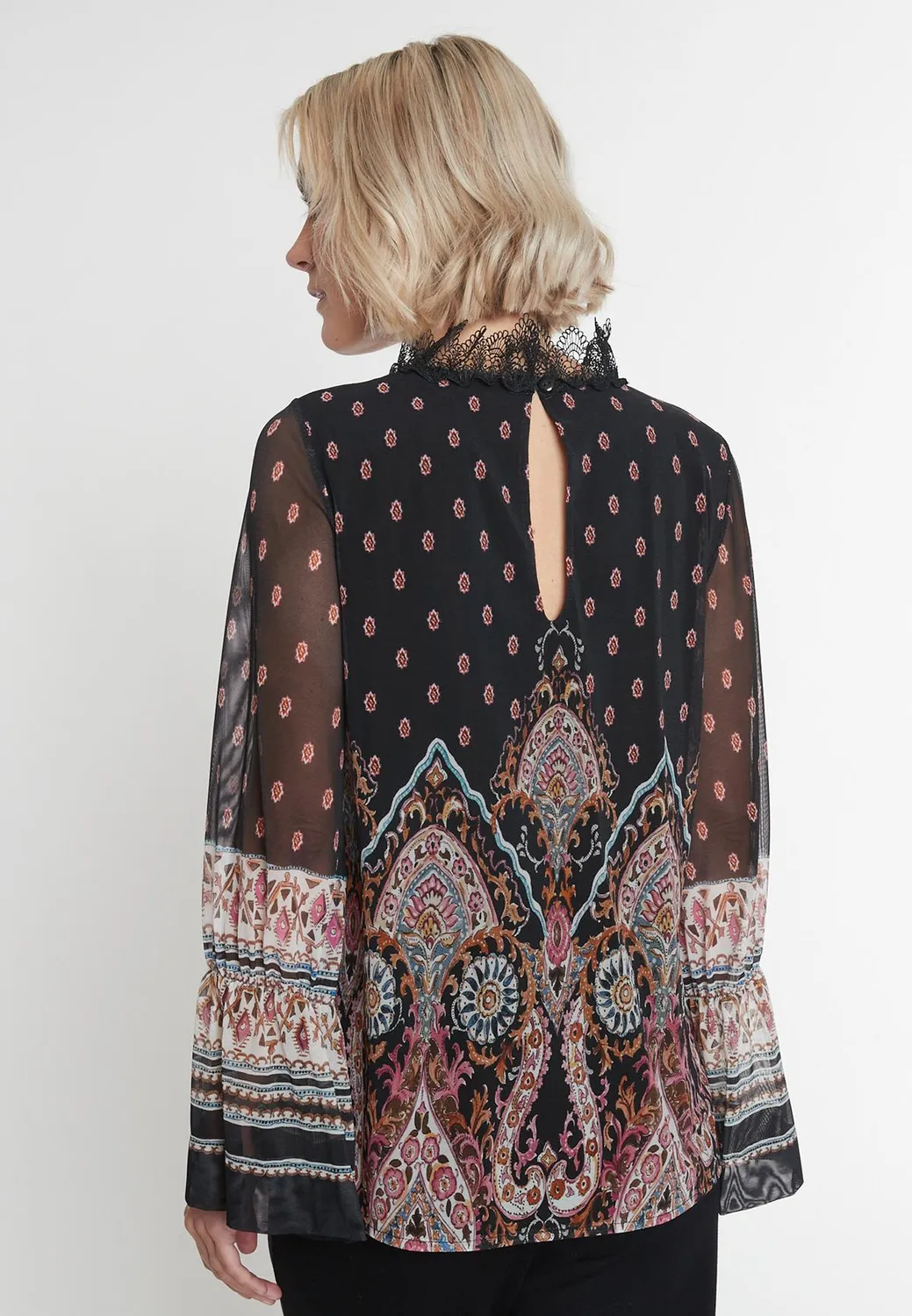 Ana Alcazar Misina top fantasia con colletto pizzo