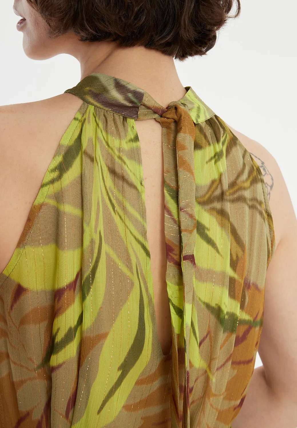 Ana Alcazar Zeppa abito lungo chiffon verde