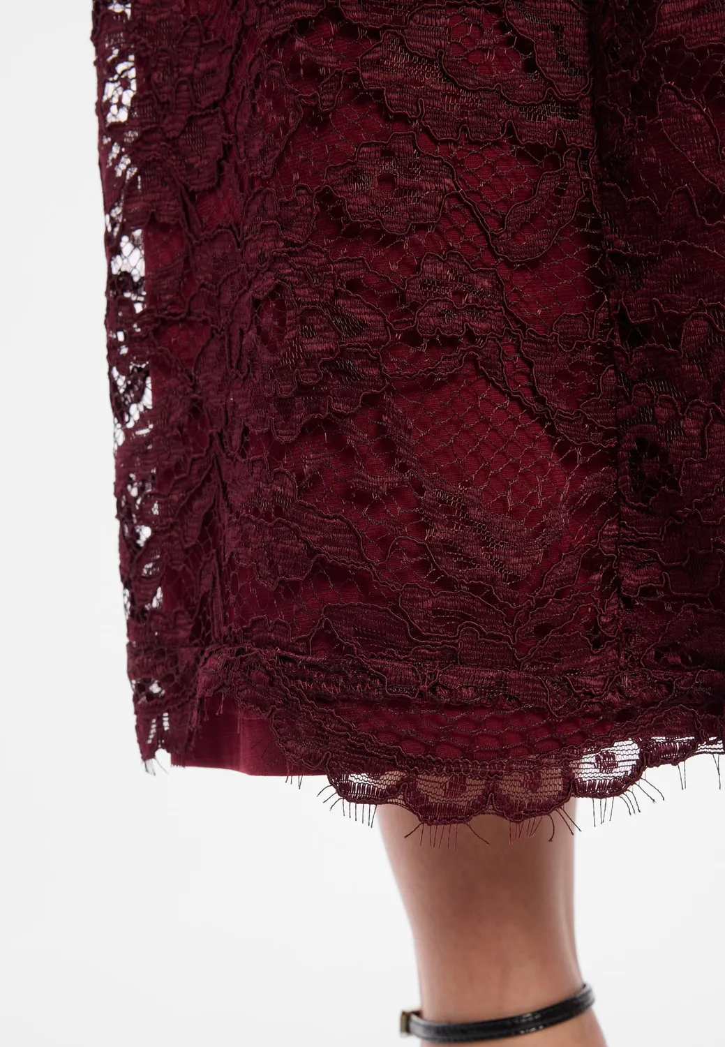 Ana Alcazar Enolorea gonna pizzo bordeaux midi svasata