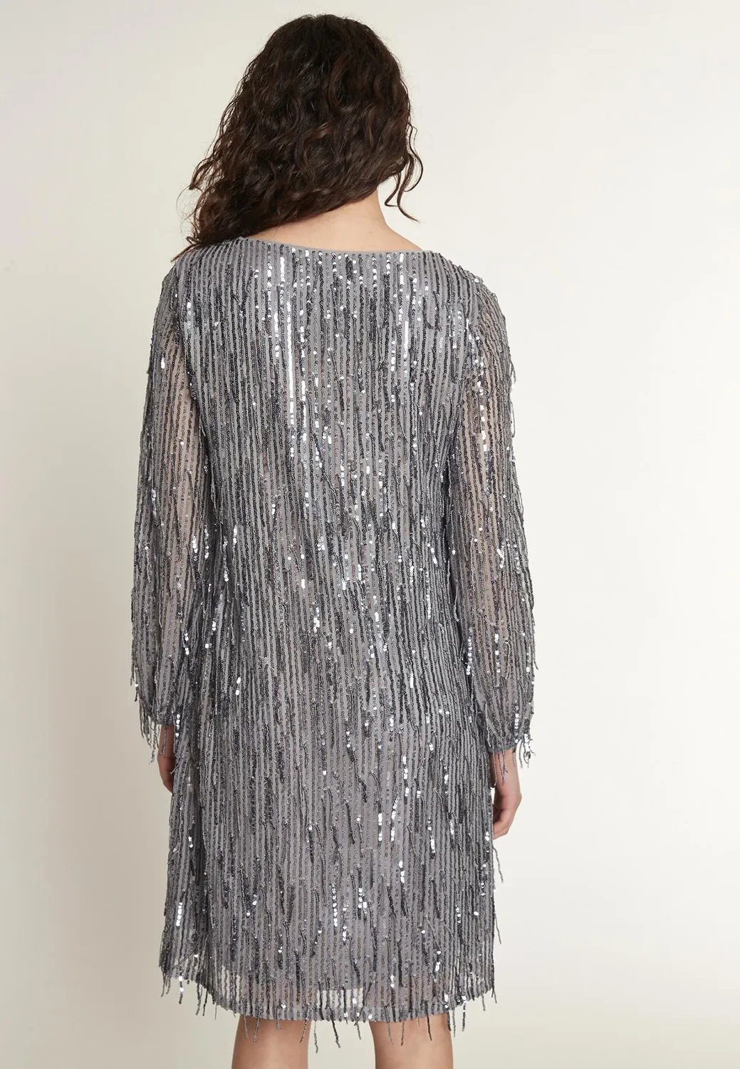 Ana Alcazar Ocina abito paillettes argento