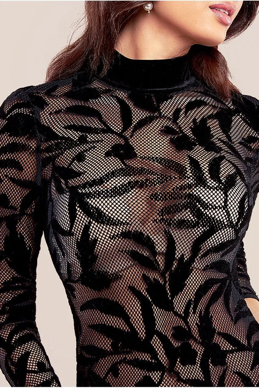 Goddiva Knitted Burnout abito midi nero multiway